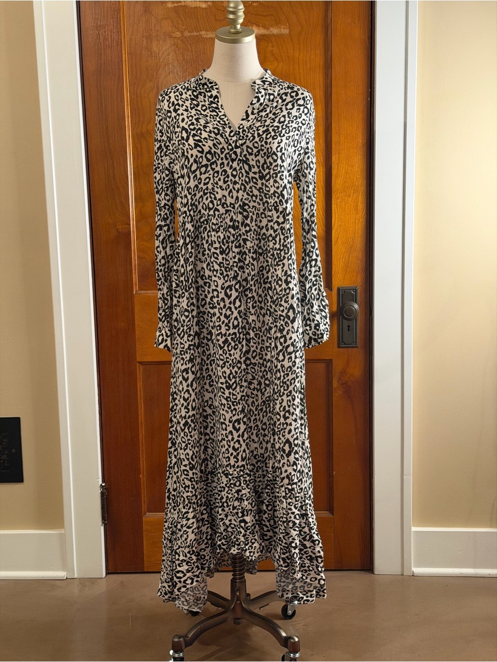 Mare Mare x Anthropologie Lynda Maxi Dress in a white leopard print